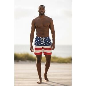 Men’s American Flag Swim Trunks – Stars & Stripes – Size XL – NWT